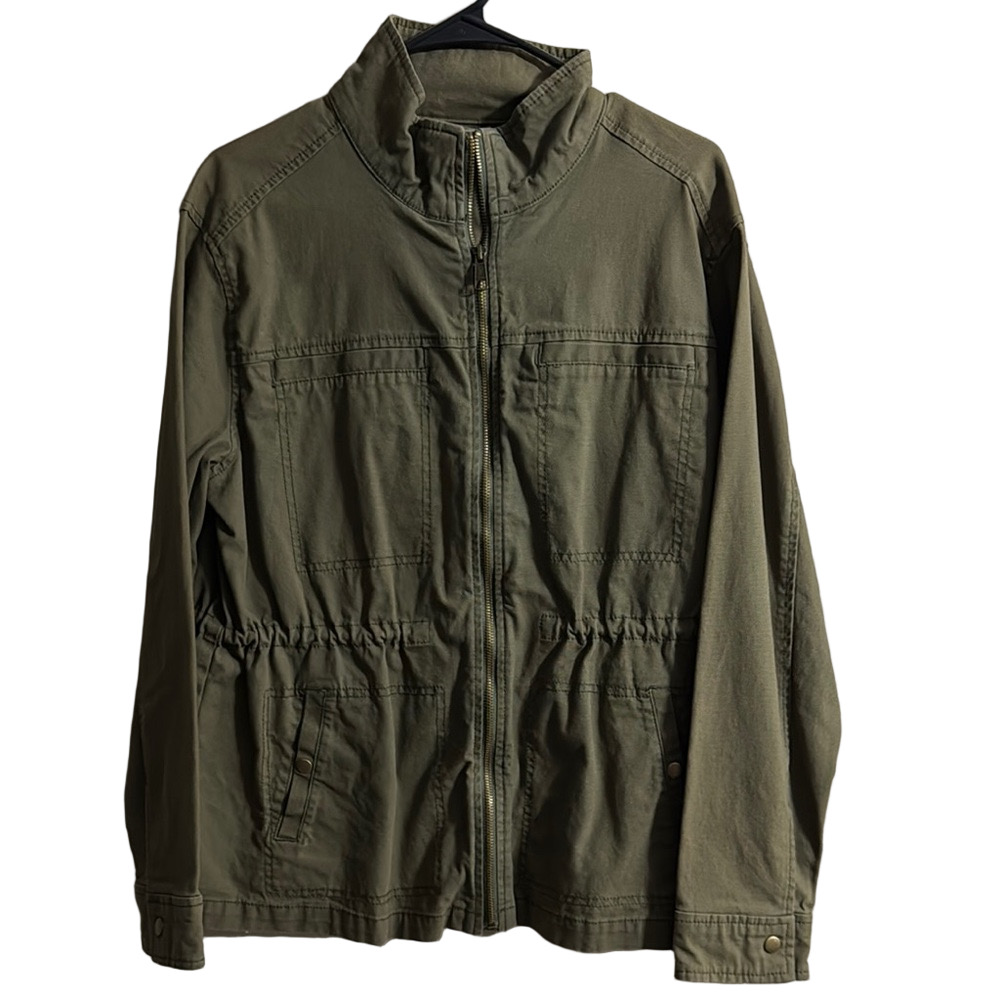 Old Navy Green Utility Jacket with Stand-Up Collar and Drawstring Waist